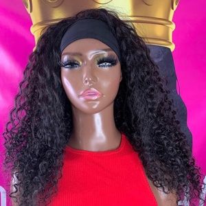 Deep Wave Human Hair Blend Headband Wig